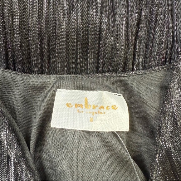 Embrace Los Angeles Maxi Slip Dress Sz Small Black Metallic Stripe Gown - Picture 15 of 15